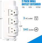 Portable Power Strip Tower 3 Outlets with Extender Multi Sockets Wall Mount for Home Office (2 pcs without shelf)