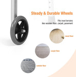 Adjustable Height 32"-39" Foldable Standard Walker with 5" Wheels & Folding Button, Support up to 300 lbs