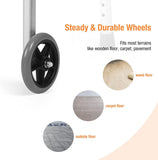 Adjustable Height 32"-39" Foldable Standard Walker with 5" Wheels & Folding Button, Support up to 300 lbs