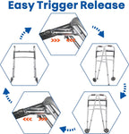 Adjustable Height 32"-39" Foldable Standard Walker with 5" Wheels & Folding Button, Support up to 300 lbs