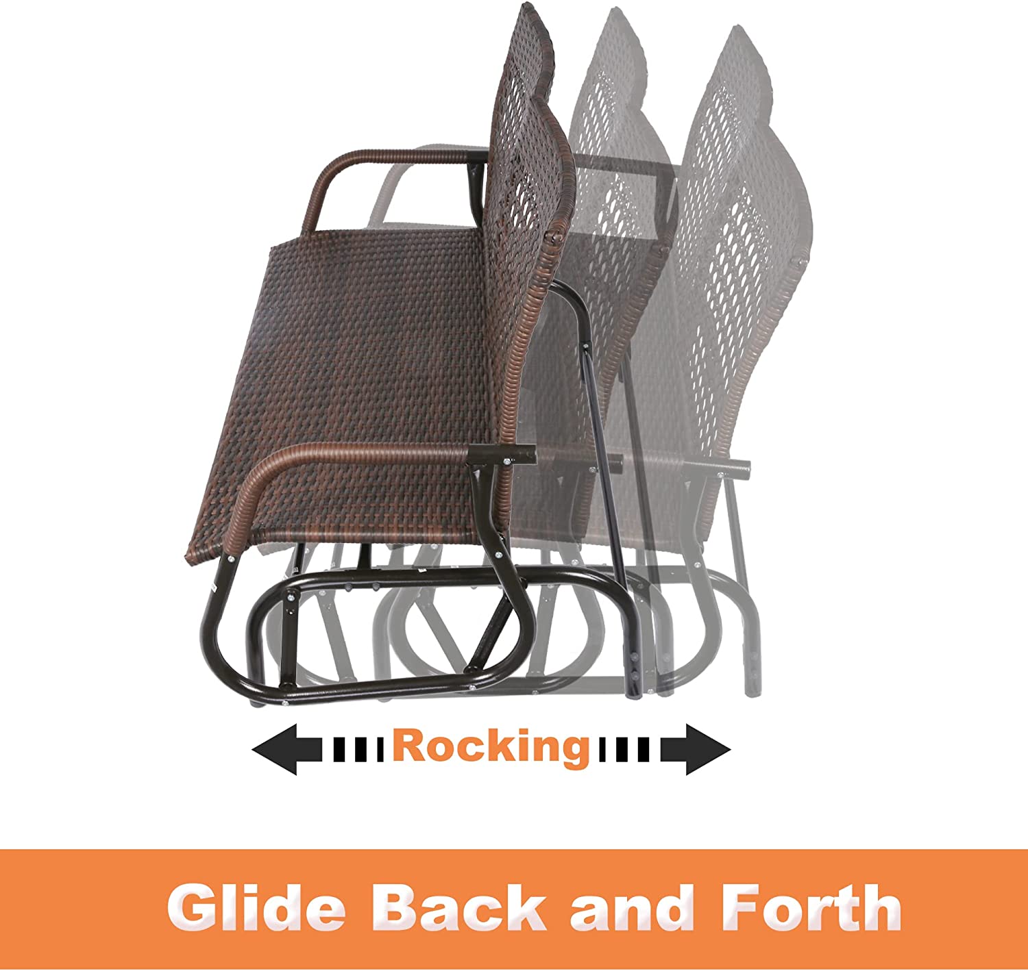 (Out of Stock) Swing Glider Chair, 48" Patio Swing Loveseat Chair w/ Extra Wide Seat and Curved Backrest
