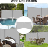 236"x78.7" Double Retractable Side Awning Patio Folding Side Sun Shade Screen