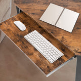 Triangle Computer Desk, Corner Desk w/ Keyboard Tray & Storage Shelves, Small Desk Steel Frame, Rustic Brown
