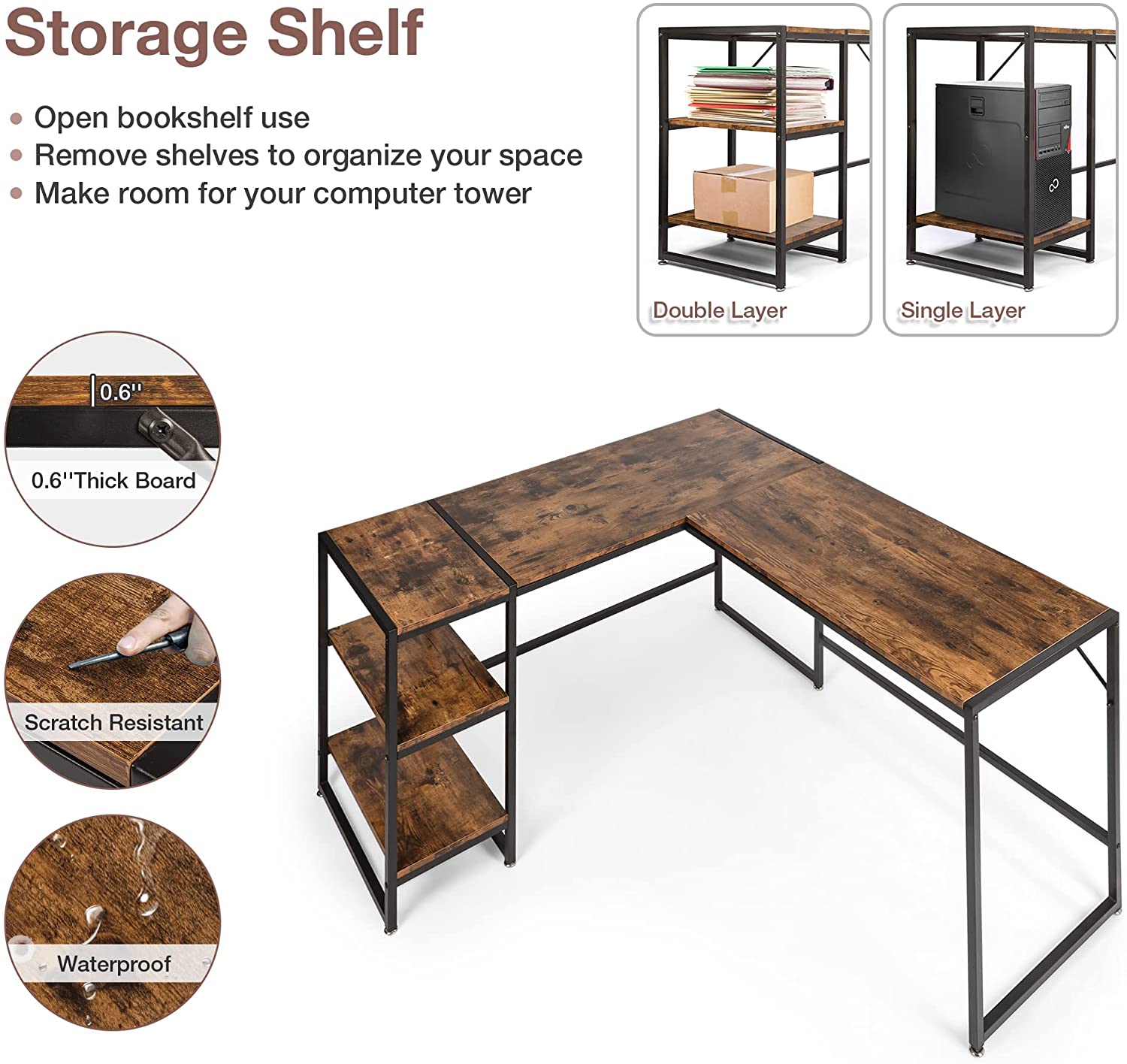 Versatile L-Shaped Desk: Perfect for Home Offices, Gaming, and More – Easy Assembly, Ample Storage, Ergonomic Design