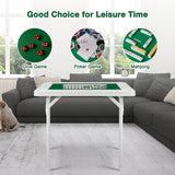 Folding Mahjong Table 35.4" Foldable Square 4 Player Card Poker Table with Cup Holders & Chip Trays for Playing Mahjong