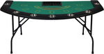7 Player Blackjack Table with Folding Legs 71" Casino Game Table Removable Metal Cup Holder Green Felt