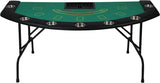 7 Player Blackjack Table with Folding Legs 71" Casino Game Table Removable Metal Cup Holder Green Felt