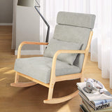 Upholstered Rocking Chair Modern High Back Armchair Single Sofa with Pillow, Grey