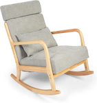 Upholstered Rocking Chair Modern High Back Armchair Single Sofa with Pillow, Grey