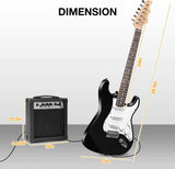 39" Full Size Electric Guitar Beginner Starter kit with 10w Amplifier, Black