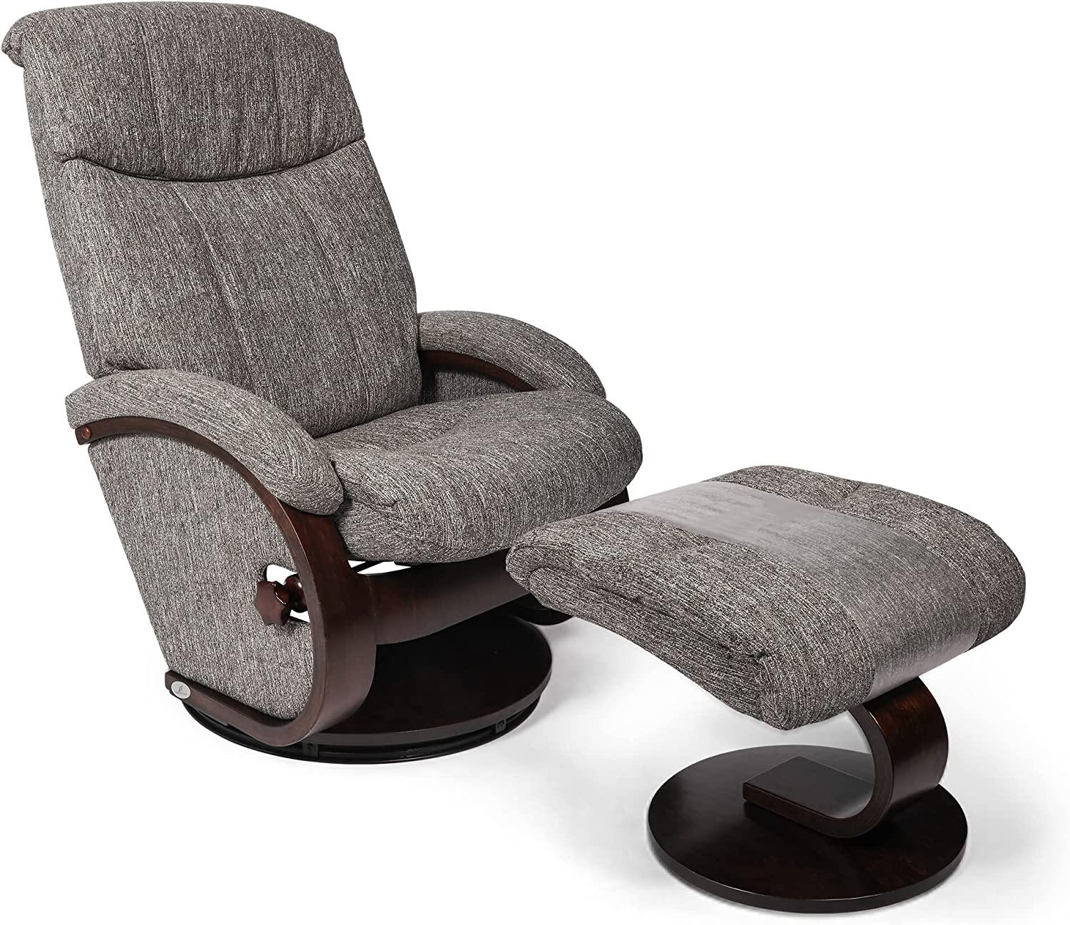 Modern Grey Swivel Recliner Chair with Ottoman Set for Ultimate Comfort and Style