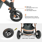 2 In 1 Baby Stroller Newborn Pram Infant Pushchair Bassinet Car with Reversible Seat