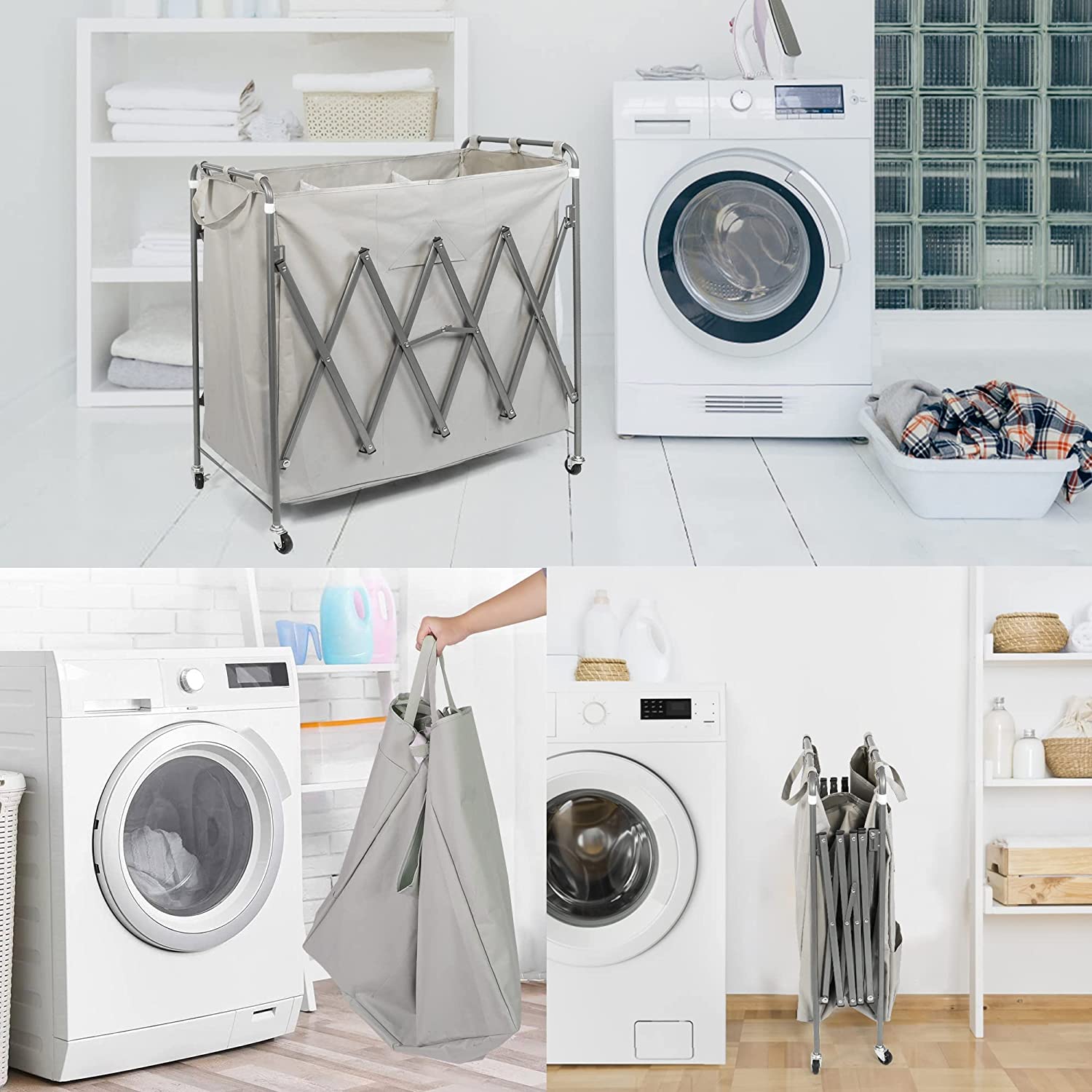 【送料無料】Laundry Basket Wagon 3rack/3color TECHVIDA-3-Tier-Metal-Rolling-