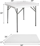 2.8 ft. Square Folding Card Table 34" Portable Patio Plastic Tables with Collapsible Legs