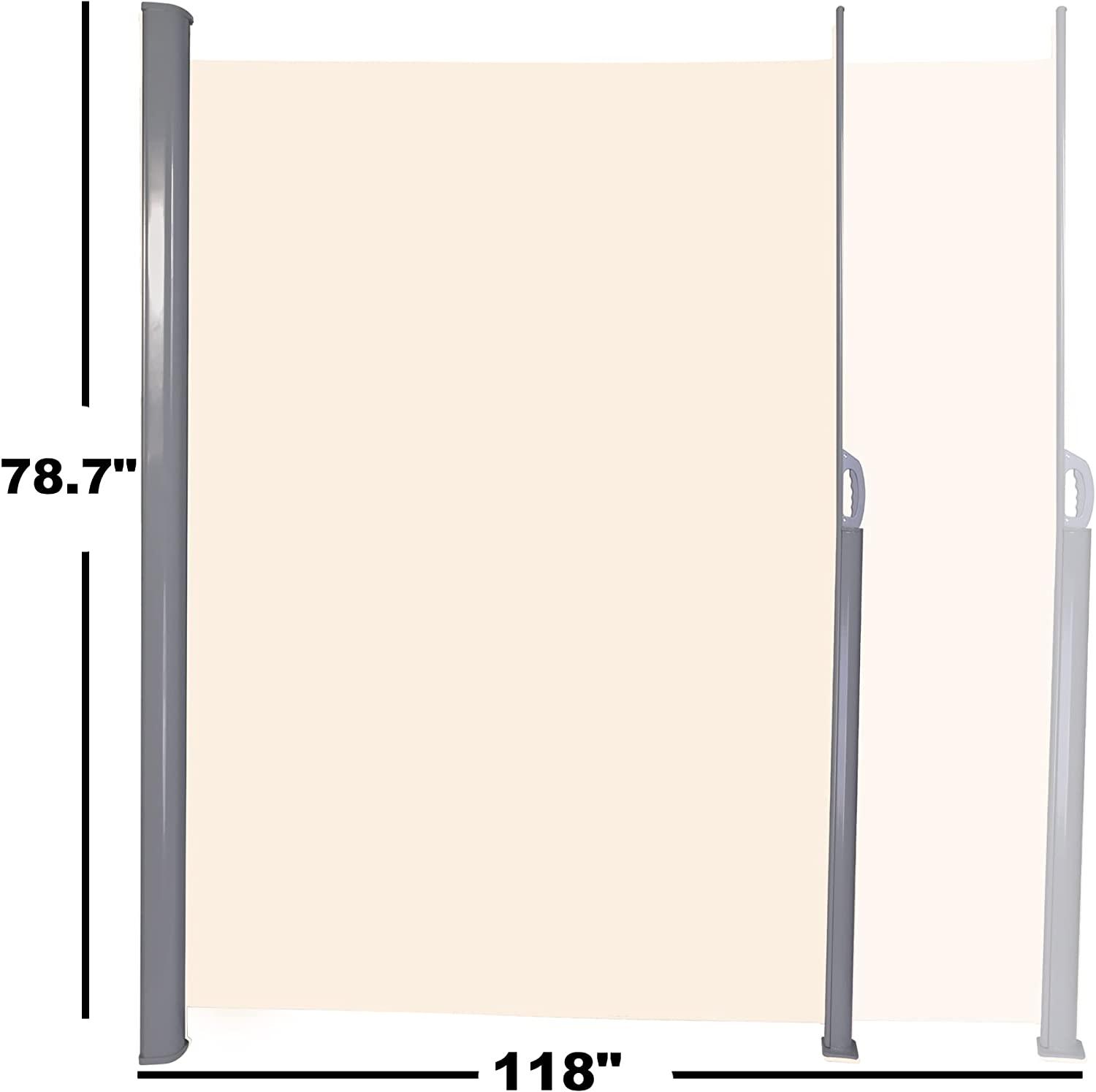 Retractable Side Awning Outdoor Privacy Screen Shade 118"x 78.7", Beige