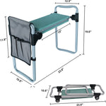 Garden Kneeler and Seat Button Folding Heavy Duty Gardening Bench with EVA Foam Kneeling Pad & Pouch