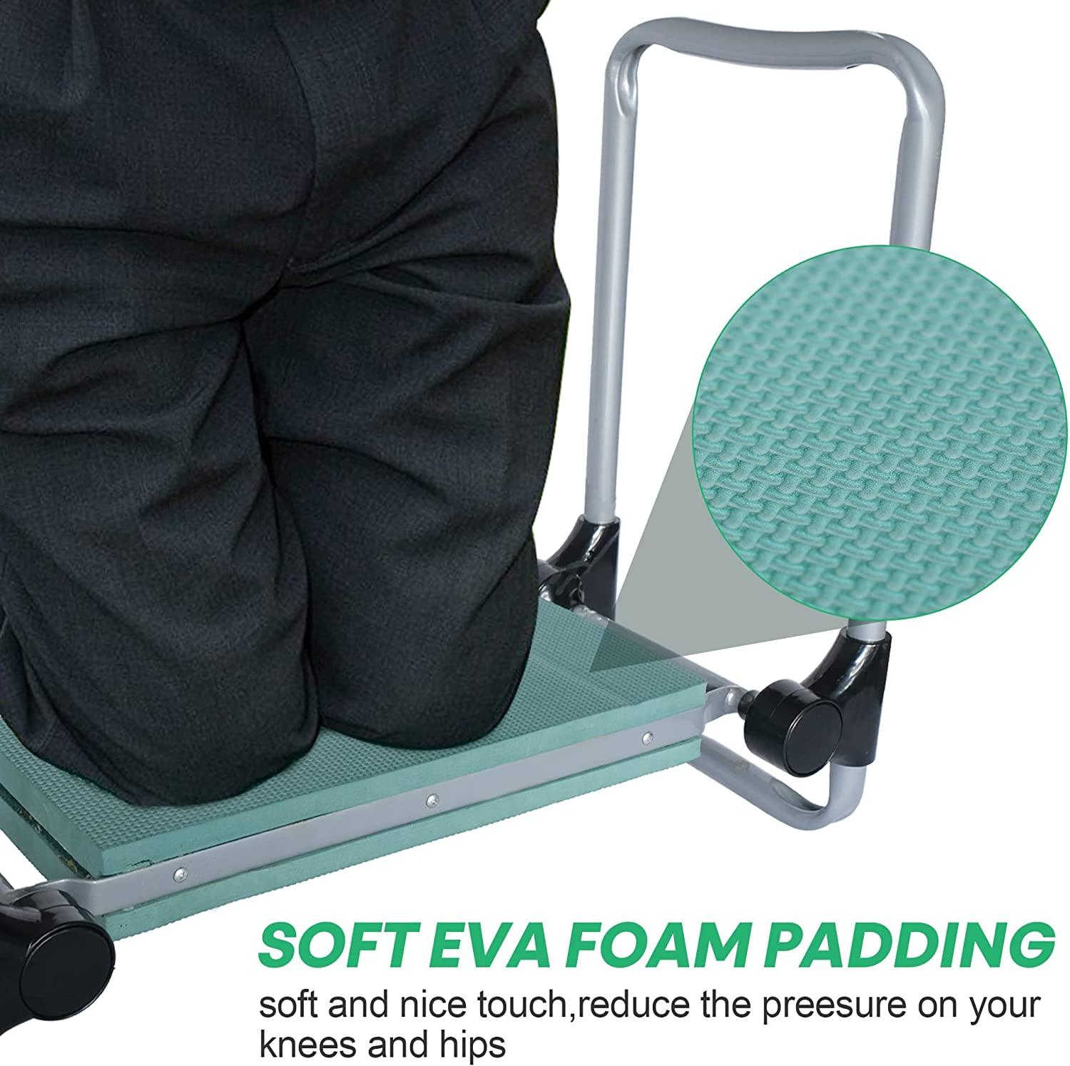 Upgrade Foldable Garden Kneeler Bench Workseats and Seat Stool w/  Tool Pocket and Soft EVA Kneeling Pad (Wider)