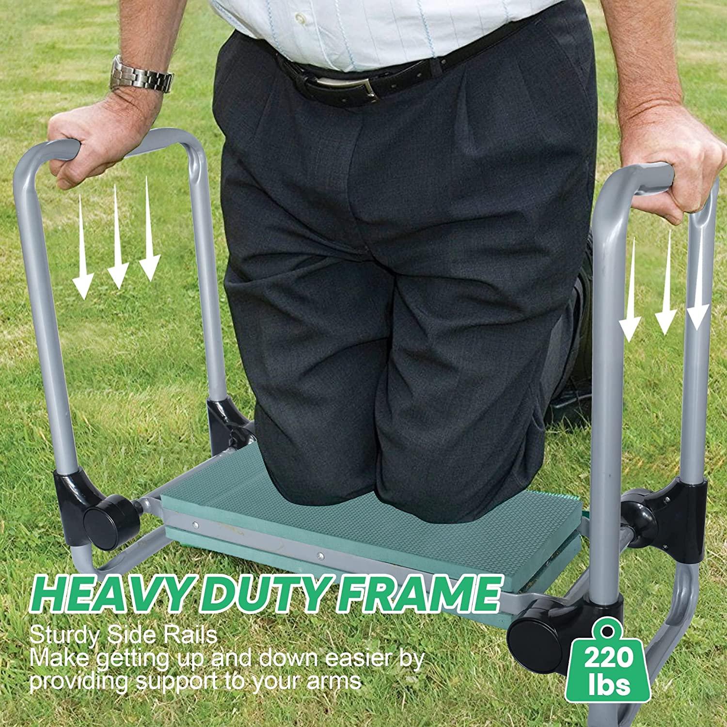 Upgrade Foldable Garden Kneeler Bench Workseats and Seat Stool w/  Tool Pocket and Soft EVA Kneeling Pad (Wider)