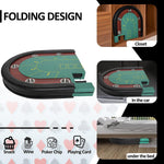 10 Player Oval Folding Poker Table Texas Holdem Poker Table with Stainless Steel Cup Holders