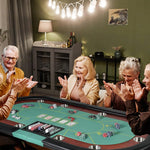10 Player Oval Folding Poker Table Texas Holdem Poker Table with Stainless Steel Cup Holders