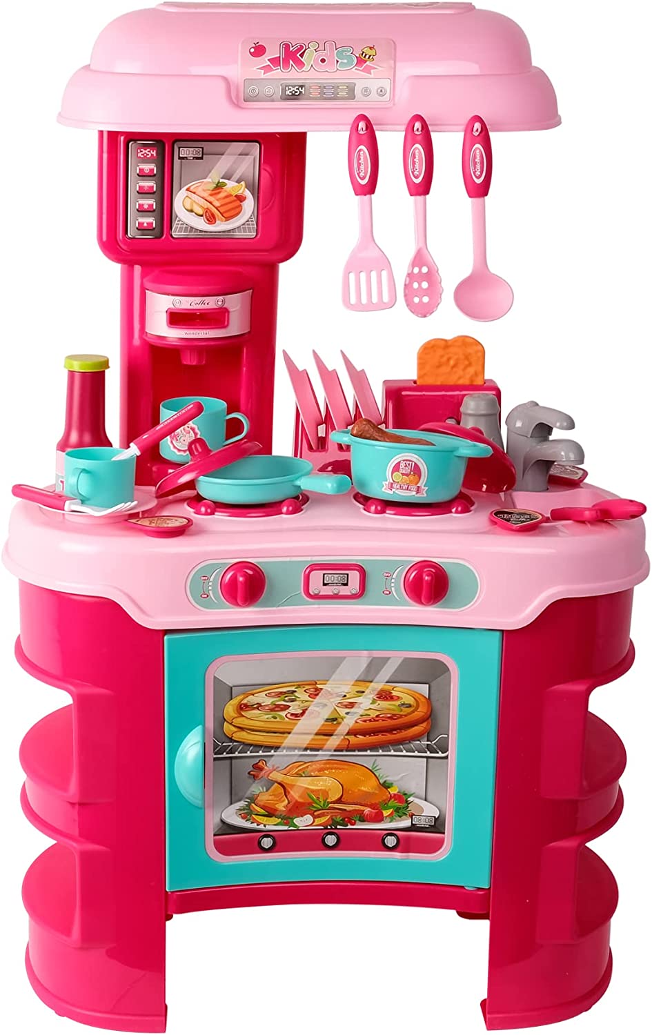 (Out of Stock) Playset Chef Kitchen Playset Pretend Cooking Food Play Dinnerware Toy Set