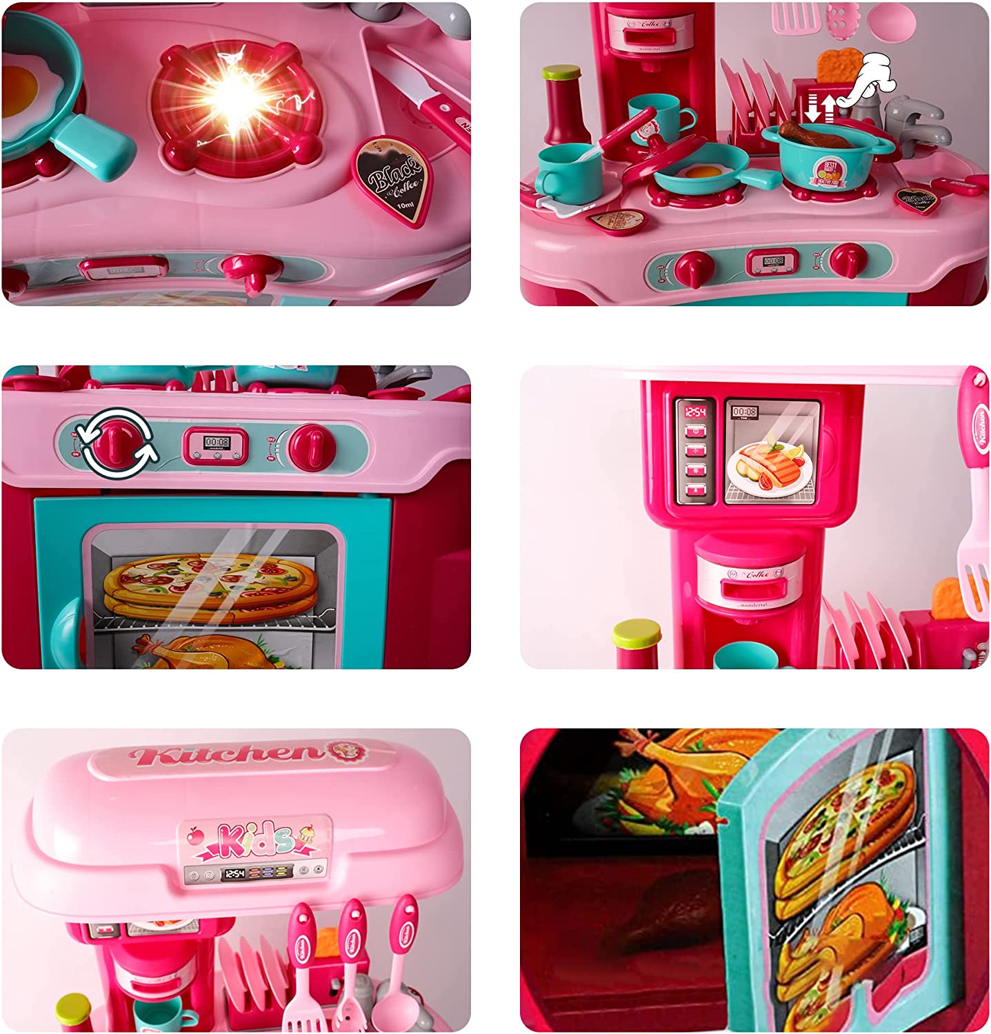 Playset Chef Kitchen Playset Pretend Cooking Food Play Dinnerware Toy Set