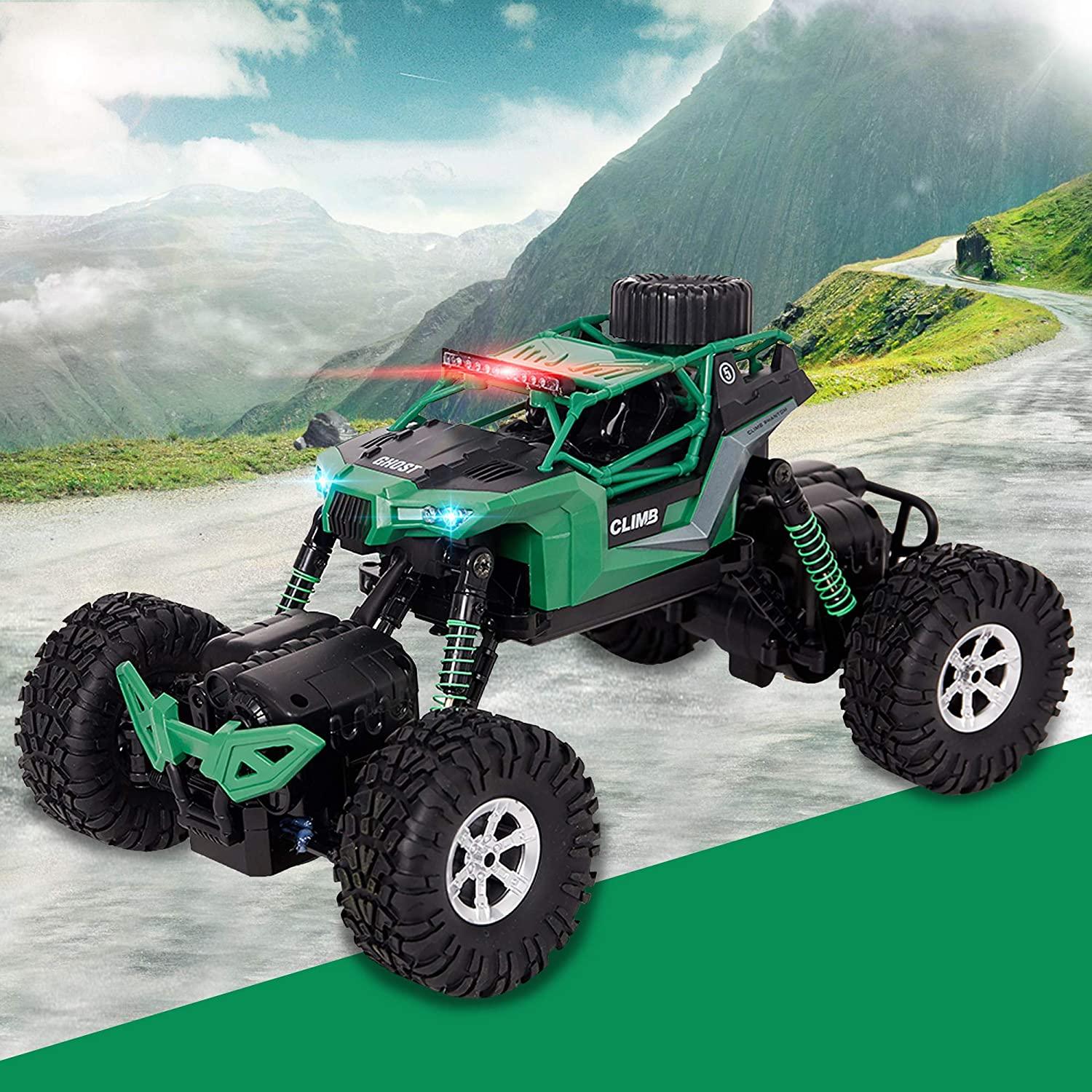 Electric RC Car 1:18 Remote Control Vehicle 2.4Ghz Off-Road Rock Crawler All Terrain Double-turn Waterproof Truck for Kids