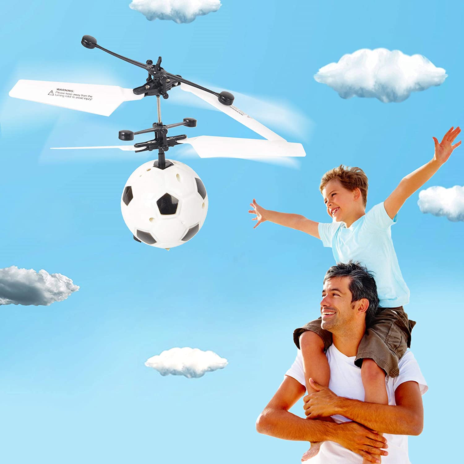 Magic Flying Football Toy for Adults Teens Built-in LED Light Helicopter Ball Toy for Flying Drone