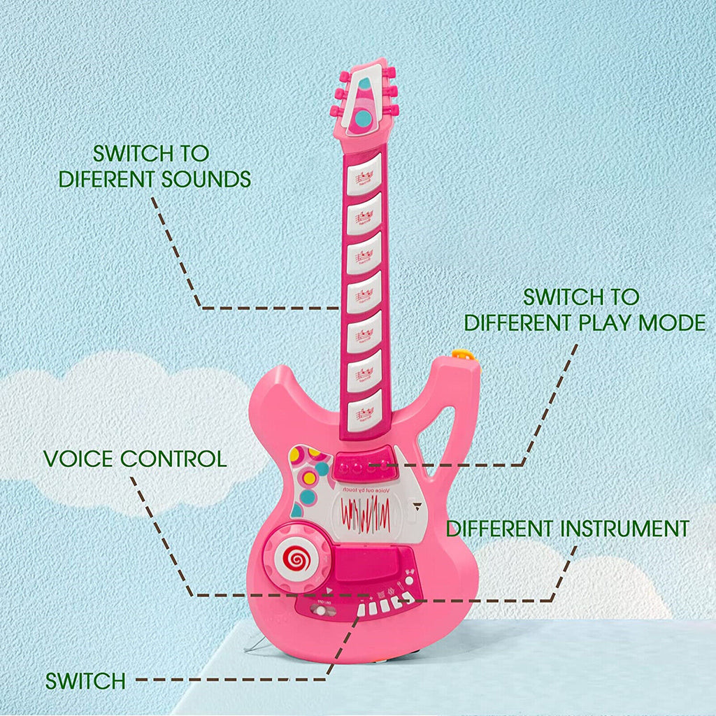 Kids Electric Guitar Beginner Kits Play Set with Microphone Speaker and