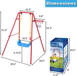 2 in 1 Metal Swing & Basketball Toddler Swing Set Kids Outdoor/Indoor Swing Seat Playset