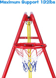 2 in 1 Metal Swing & Basketball Toddler Swing Set Kids Outdoor/Indoor Swing Seat Playset