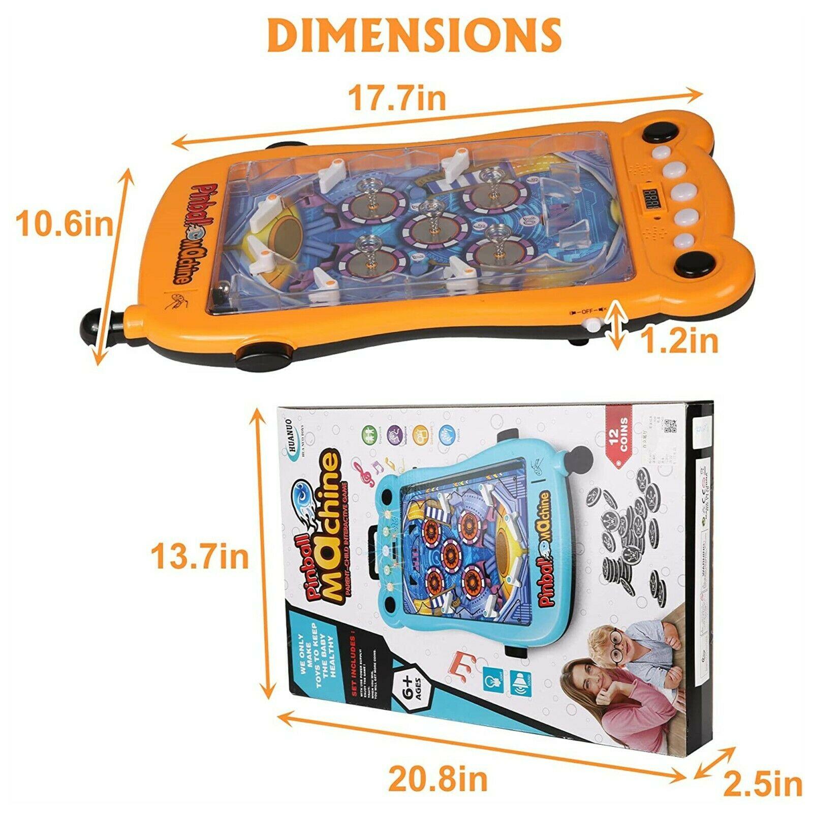 (Out of Stock) Mini Pinball Machine Portable Tabletop Game Kids Interactive Toys Party, Orange