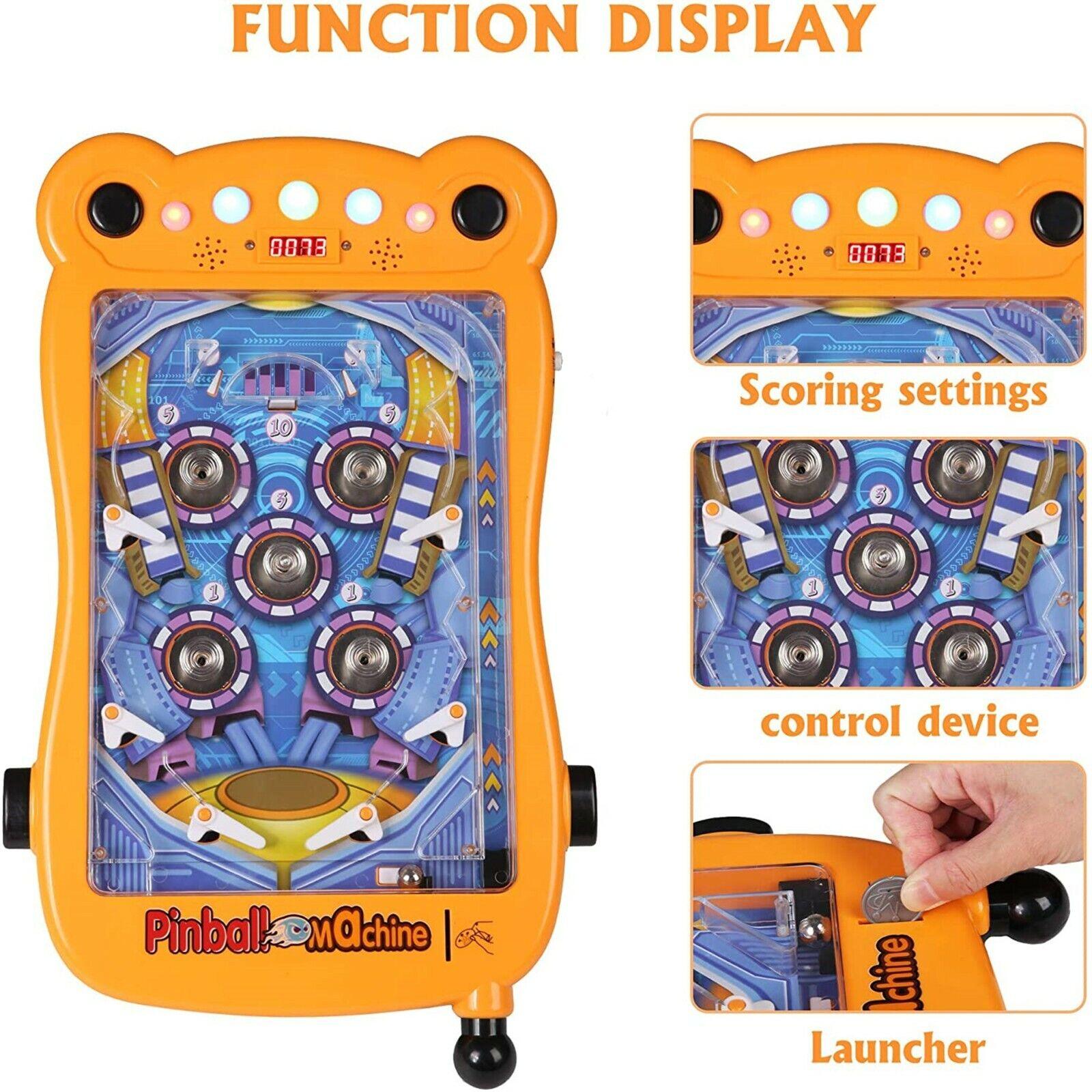 (Out of Stock) Mini Pinball Machine Portable Tabletop Game Kids Interactive Toys Party, Orange