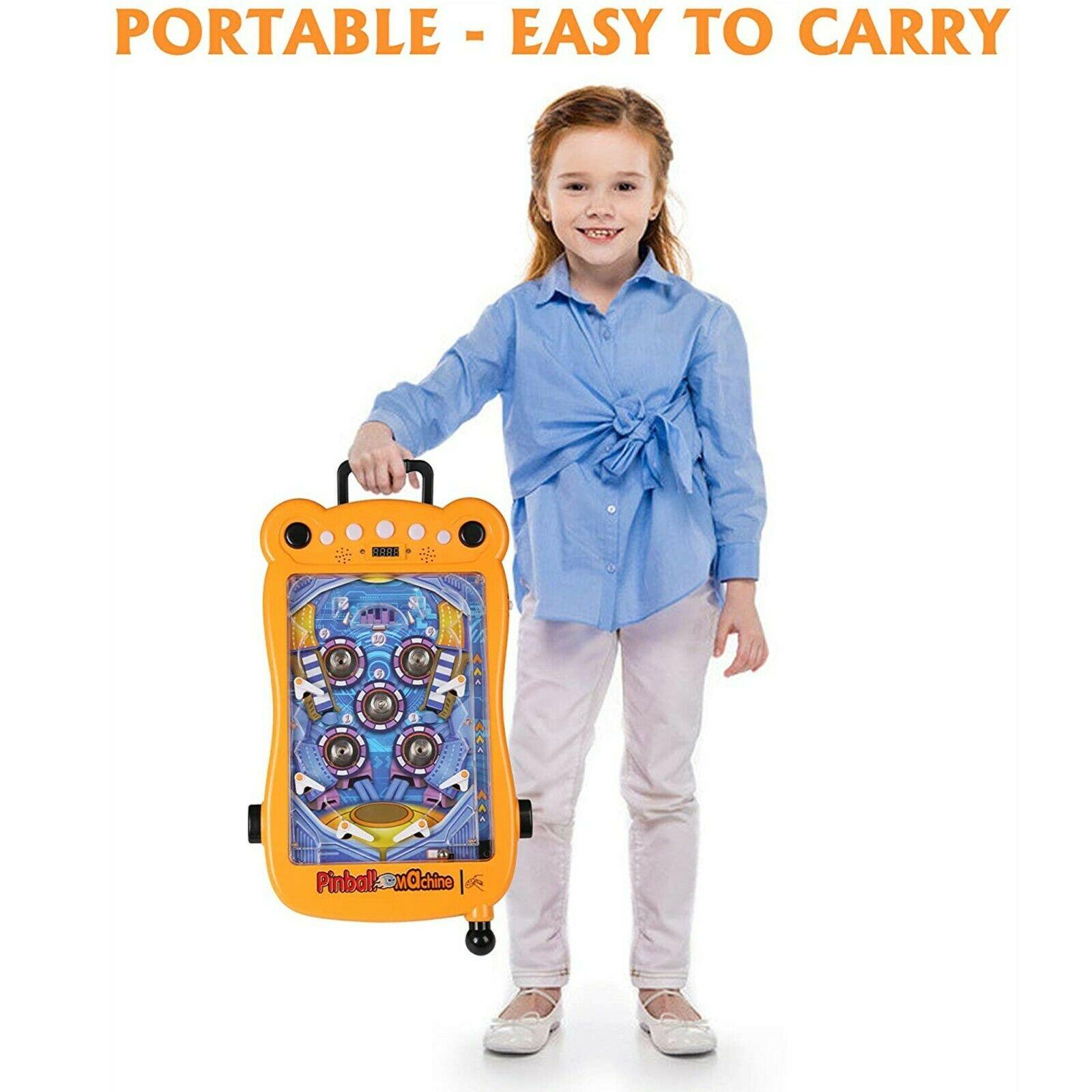 (Out of Stock) Mini Pinball Machine Portable Tabletop Game Kids Interactive Toys Party, Orange