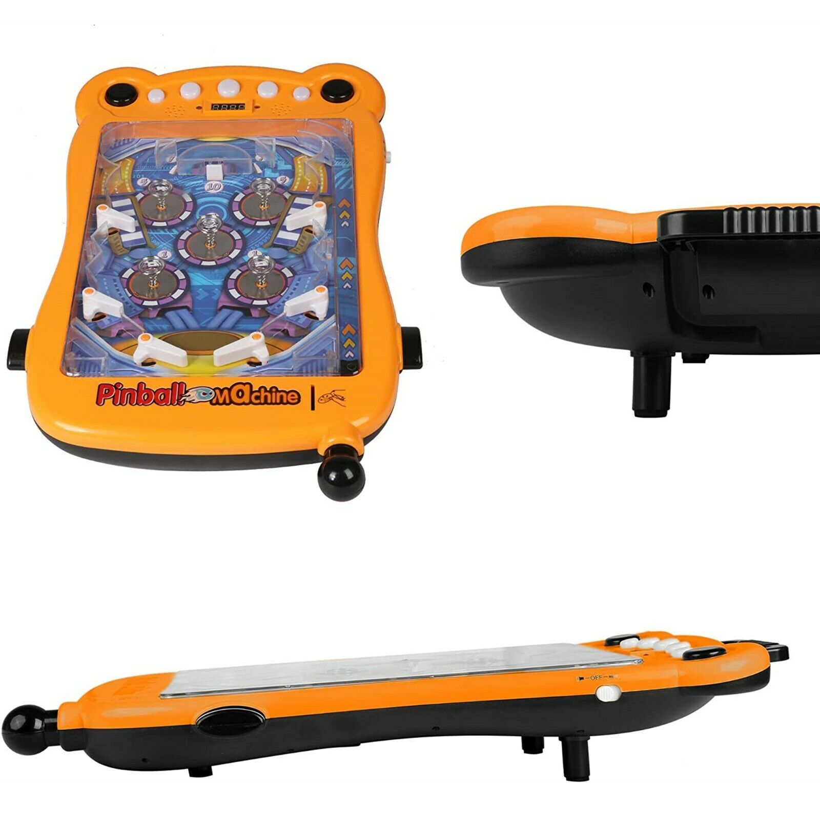 (Out of Stock) Mini Pinball Machine Portable Tabletop Game Kids Interactive Toys Party, Orange