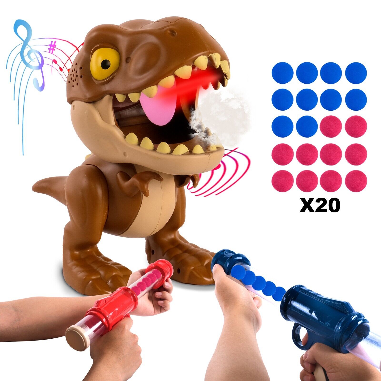 (Out of Stock) Dinosaur Toys Shooting Target Toy Gun for Kids-Air Pump Shooting Game with 20 Balls