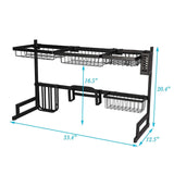 Over The Sink Dish Drying Rack Stainless Steel Kitchen Supplies Storage Shelf Multifunctional Tableware Drainer Organizer - Bosonshop