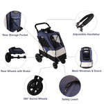 Foldable Travel Dog Stroller Pet Gear Stroller with Adjustable Handle & Mesh Window, Blue