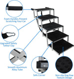 Foldable Aluminum Alloy 5 Steps Dog Stairs with Non-Slip Surface for Large Dogs, Supports up to 150 lbs