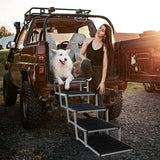 Foldable Aluminum Alloy 5 Steps Dog Stairs with Non-Slip Surface for Large Dogs, Supports up to 150 lbs