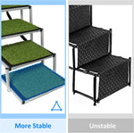 Foldable Aluminum Alloy 6 Steps Dog Stairs with Artificial Turf Non-Slip Surface  for Large Dogs, Supports up to 150Lbs