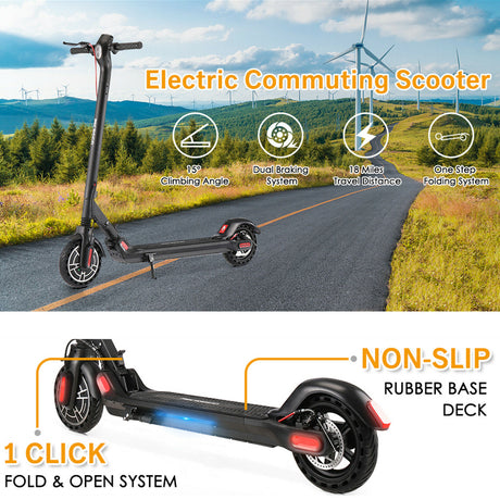Up to 18.5 Miles Foldable Commuting Electric Scooter for Adults Teens w/ Dual Braking System & App, 19 MPH Top Speed