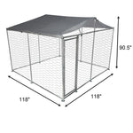 10' x 10' x 7.5' Outdoor Metal Dog Playpen For Your Puppy, Exercise Pens For Puppies, Chain Link Dog Kennel