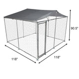 10' x 10' x 7.5' Outdoor Metal Dog Playpen For Your Puppy, Exercise Pens For Puppies, Chain Link Dog Kennel