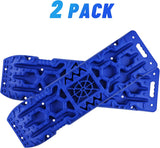 2 Pack Traction Boards with Jack Lift Base,Recovery Track Traction Mat for 4WD SUV, Jeep Tire Traction Tool Suitable for Mud, Sand, Snow, Ice Blue
