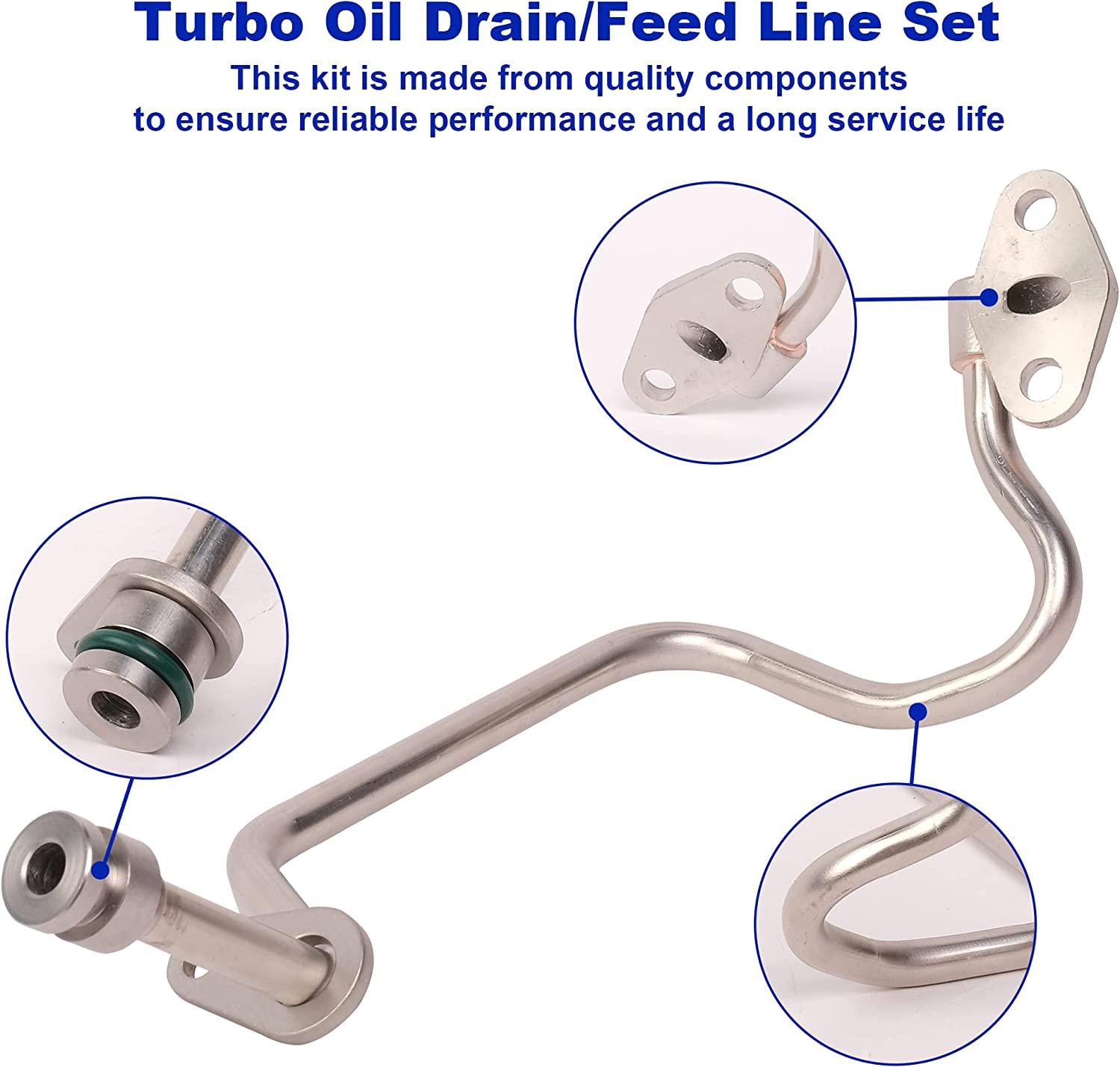 Turbo Oil Feed Line /Oil Return Line Kit for 2003-2010 Ford 6.0L Powerstroke Diesel F250 F350 F450 F550