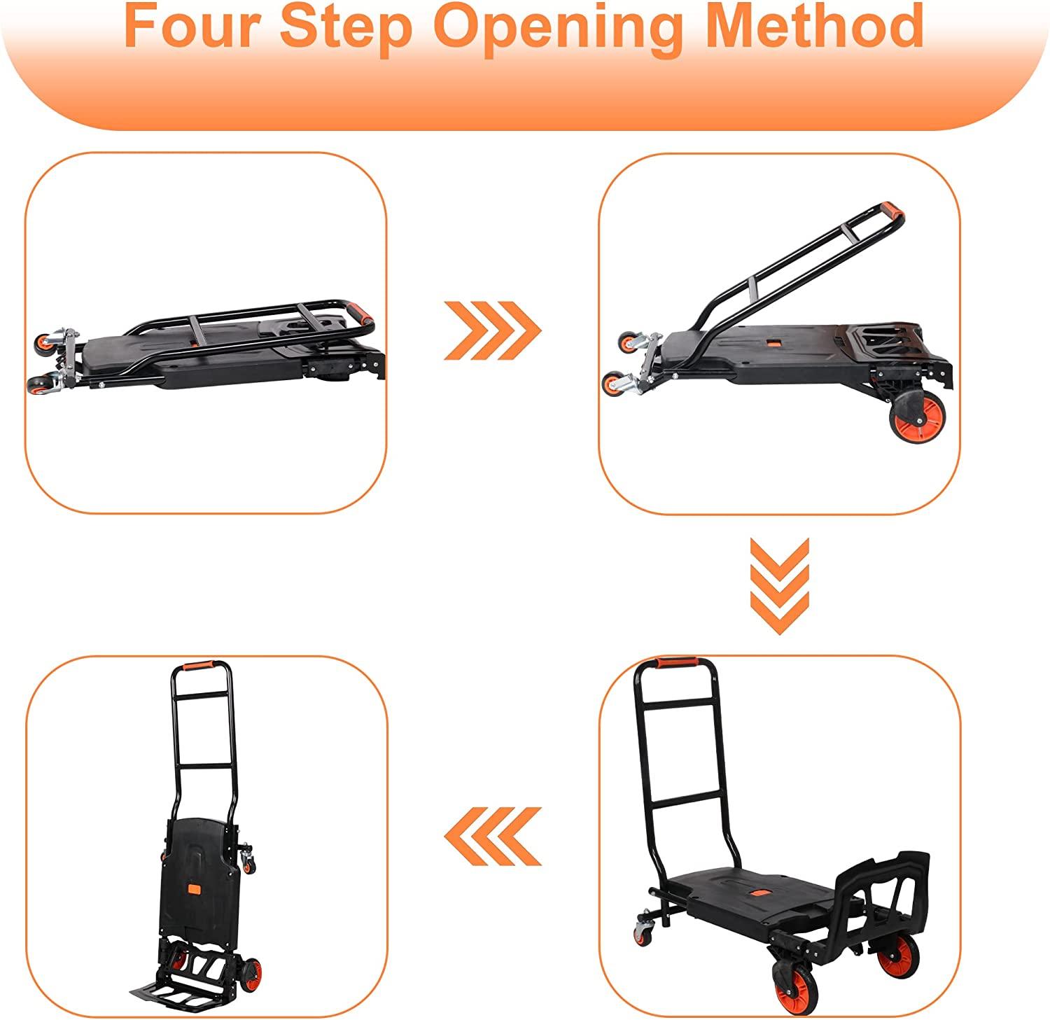 Folding Hand Truck Dolly Luggage Platform Cart with Bungee Cord - Bosonshop