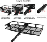 60" x 24" x 14" Heavy Duty Hitch Mount Cargo Carrier,  Cargo Rack Rear Luggage Basket Fits 2" Receiver