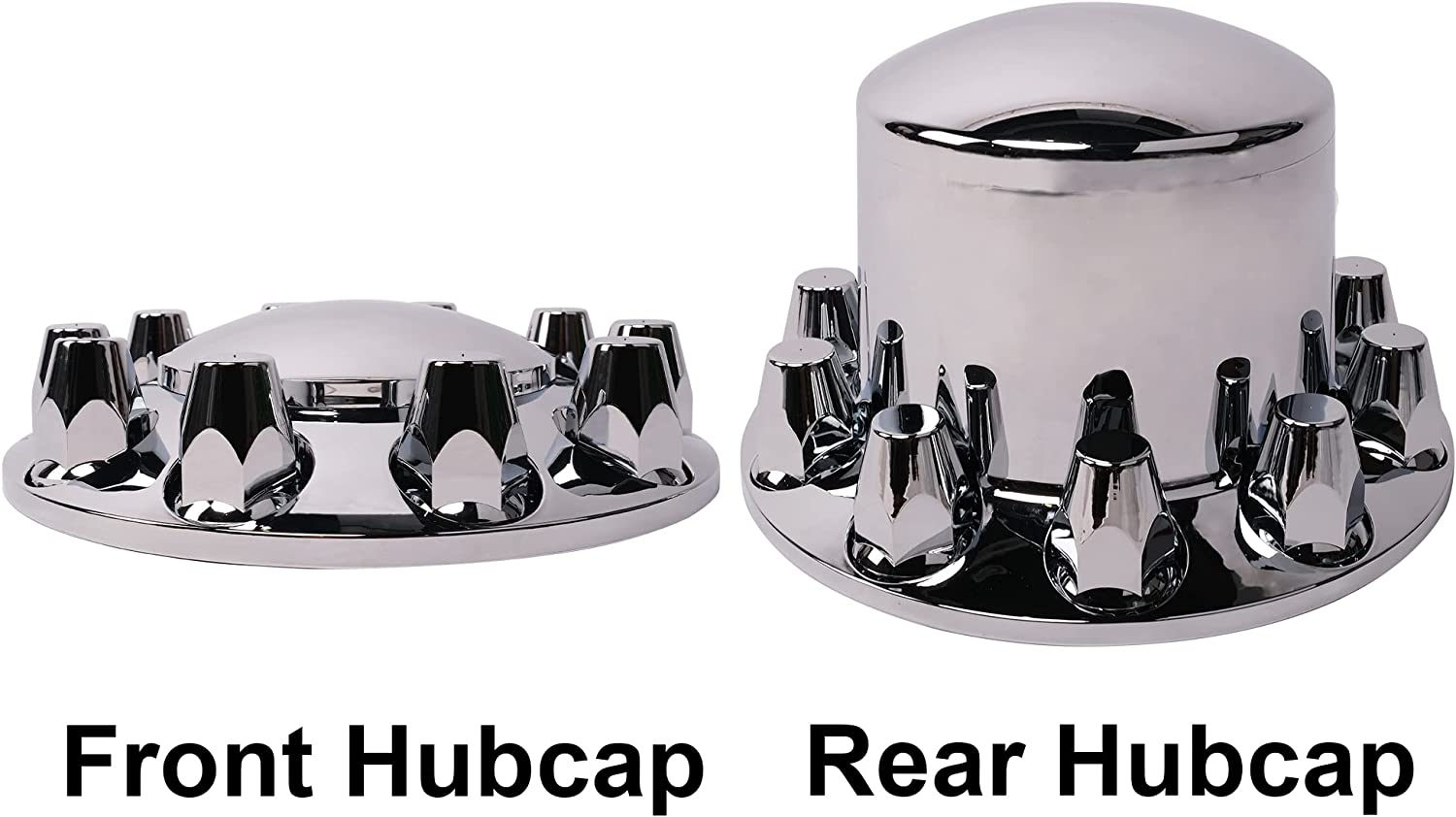 6 Complete Chrome Axle Hub Cover Kit with Standard Lug Nut Covers