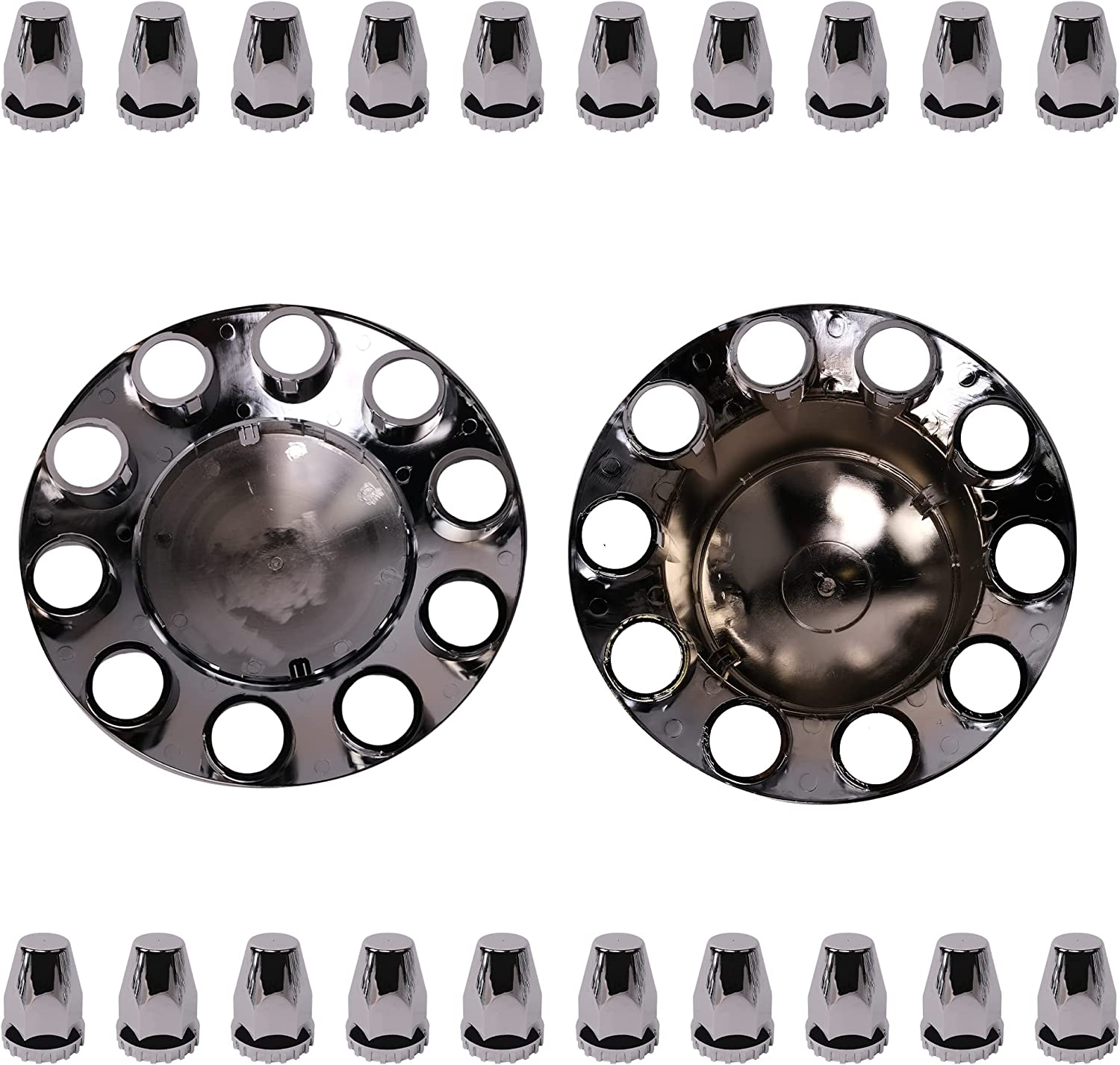 6 Complete Chrome Axle Hub Cover Kit with Standard Lug Nut Covers